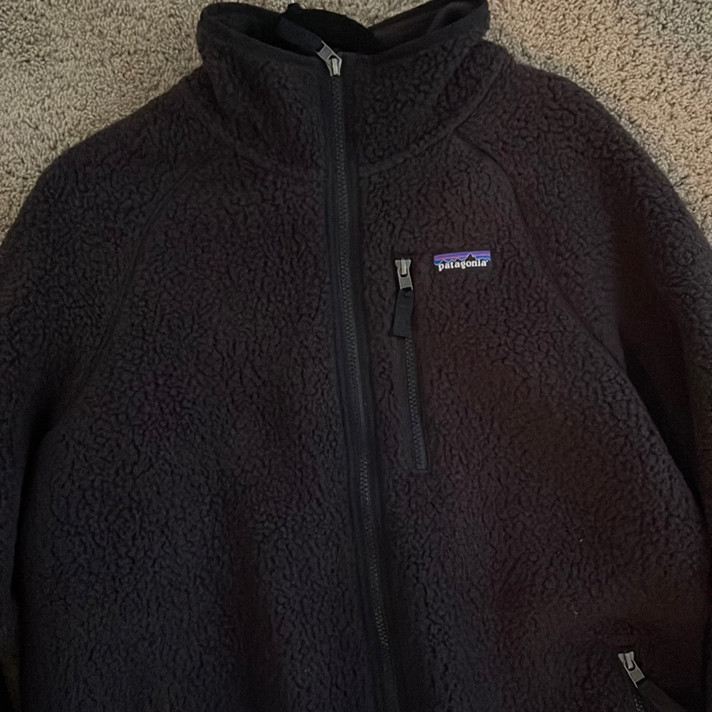 Black retro pile, Patagonia, fleece jacket, size XL new without tags